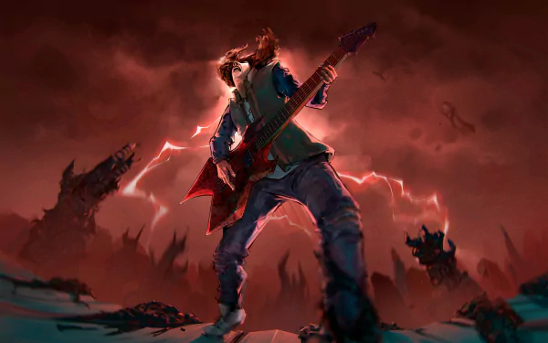  Eddie Munson playing Master of Puppets on his guitar. by Lucas Ramos de Oliveira