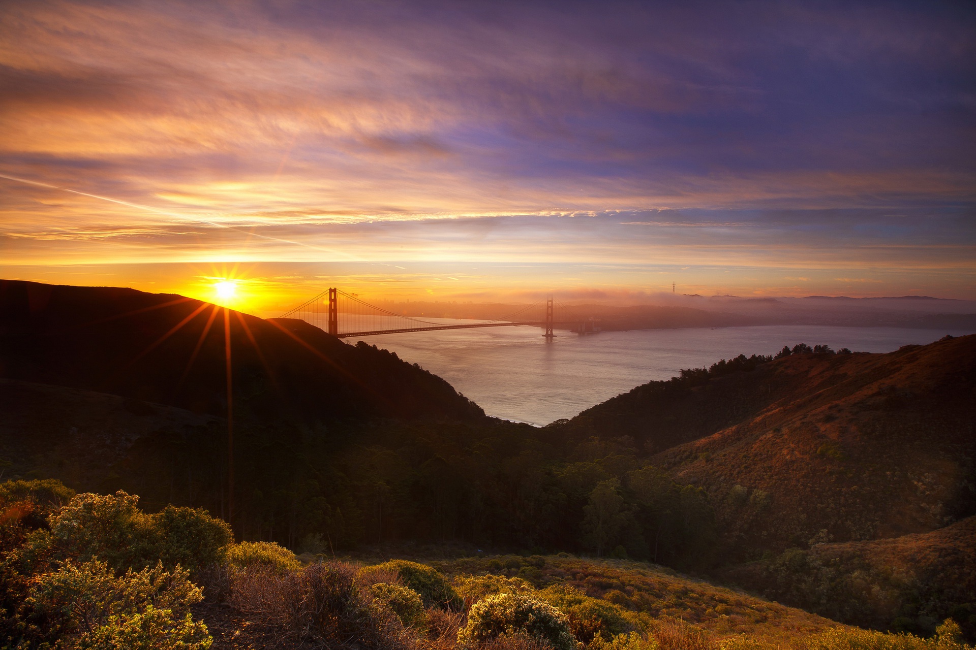 Sunrise over the Golden Gate by Hawk Hill