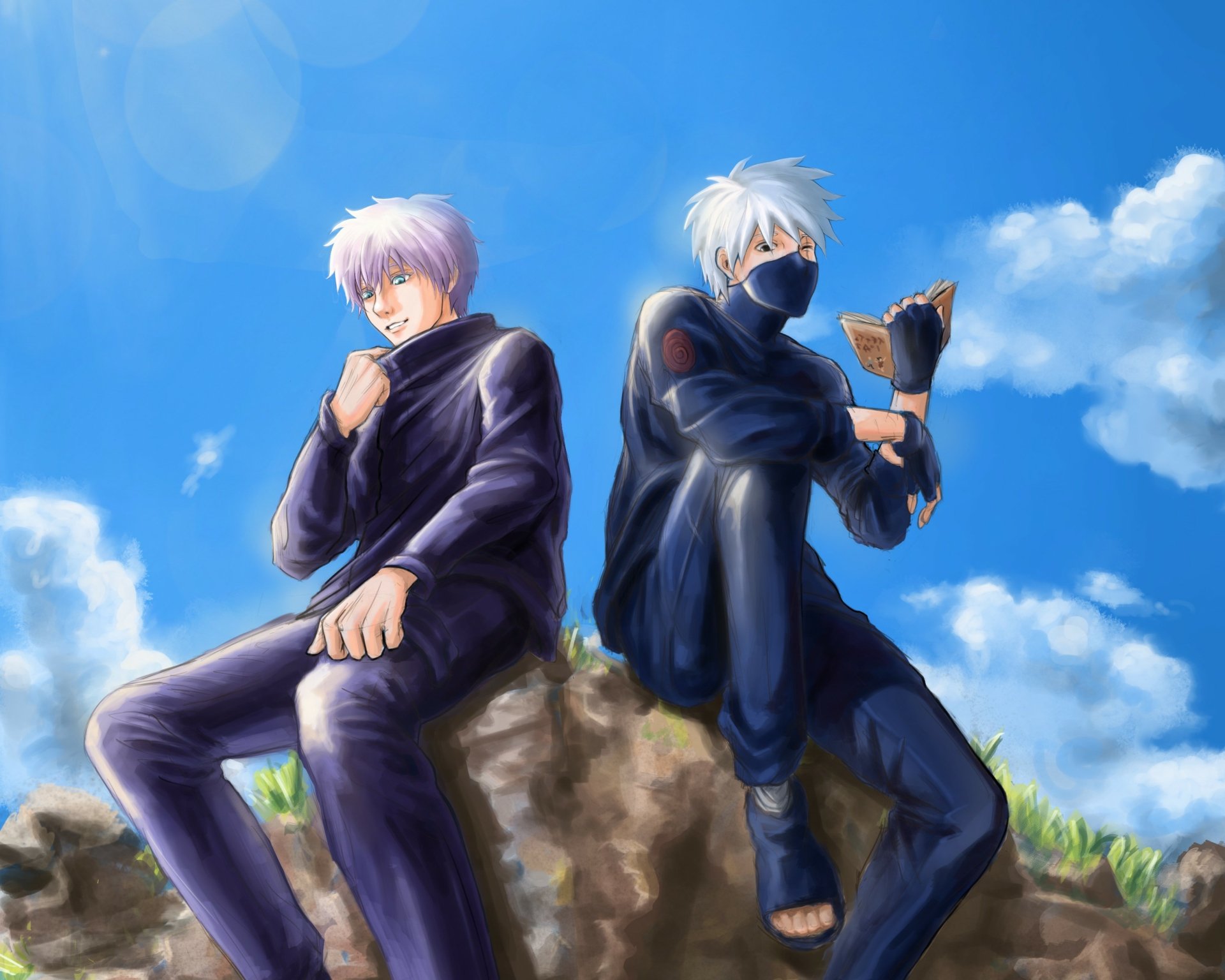 Download Kakashi Hatake Satoru Gojo Anime Crossover HD Wallpaper by taytay draws