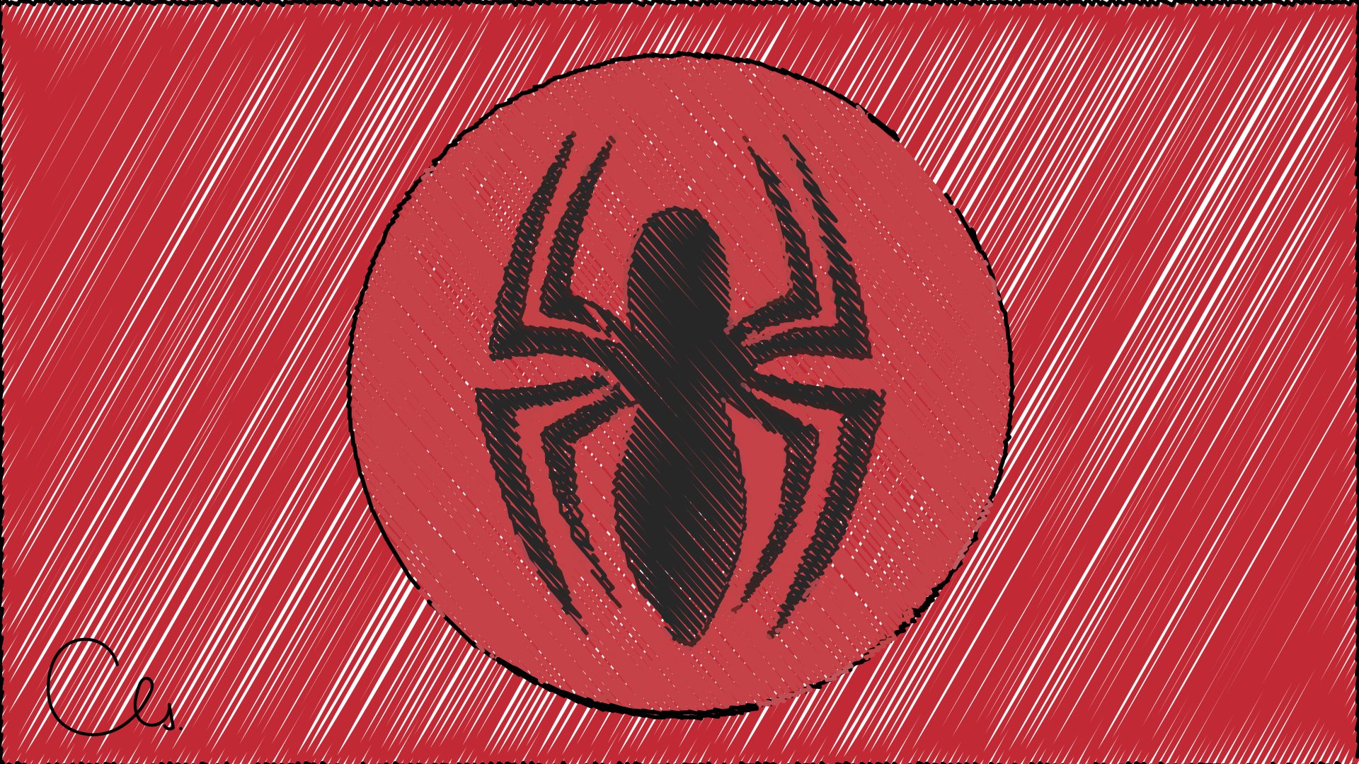 Spider-Man emblem in black against a textured red background, designed as a 4K Ultra HD PC desktop wallpaper.