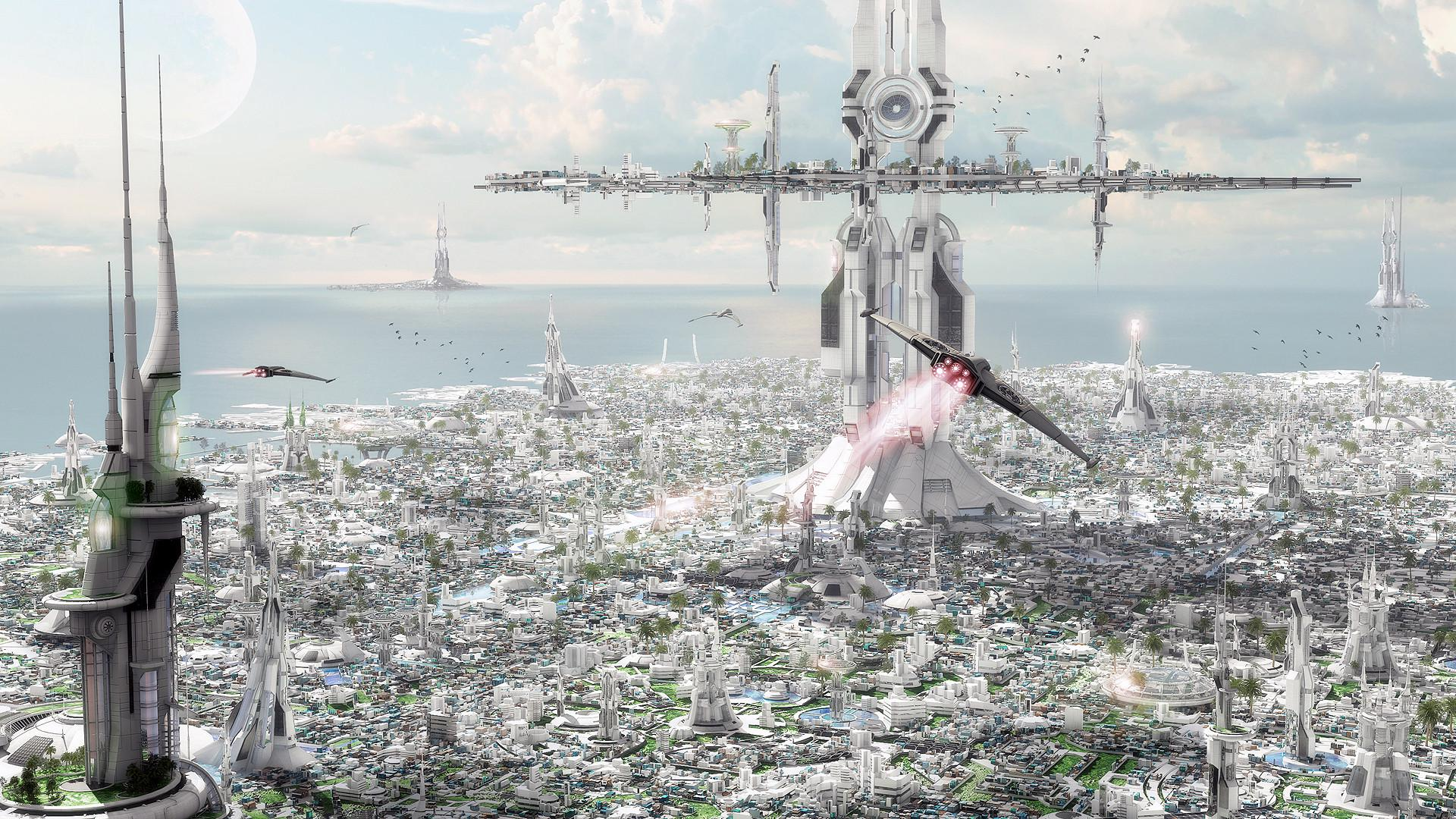 Download Sci Fi City Sci Fi City HD Wallpaper by Jean-Francois Liesenborghs