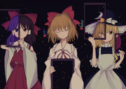 Rin Satsuki Marisa Kirisame Reimu Hakurei Anime Touhou HD Desktop Wallpaper | Background Image