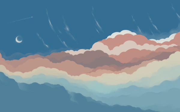 Artistic Landscape Cloud Moon Studio Ghibli Morning HD Wallpaper | Background Image