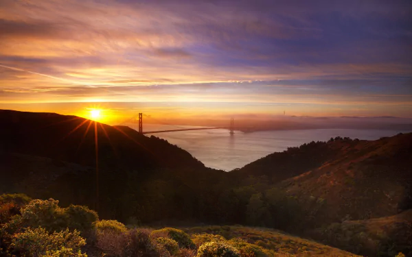  Sunrise over the Golden Gate by Hawk Hill