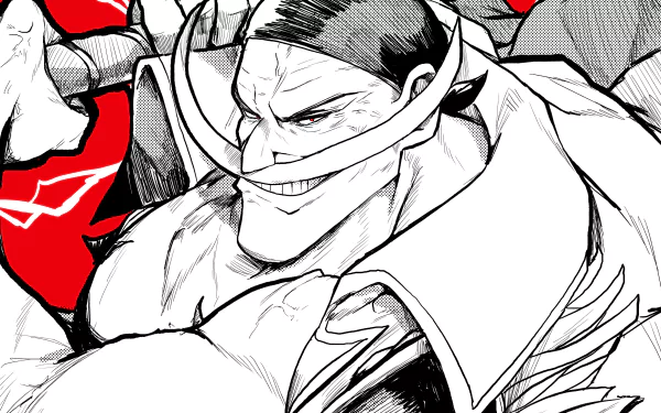 HD PC desktop wallpaper featuring Edward Newgate from the anime One Piece in a dynamic black and white illustration with bold red accents.