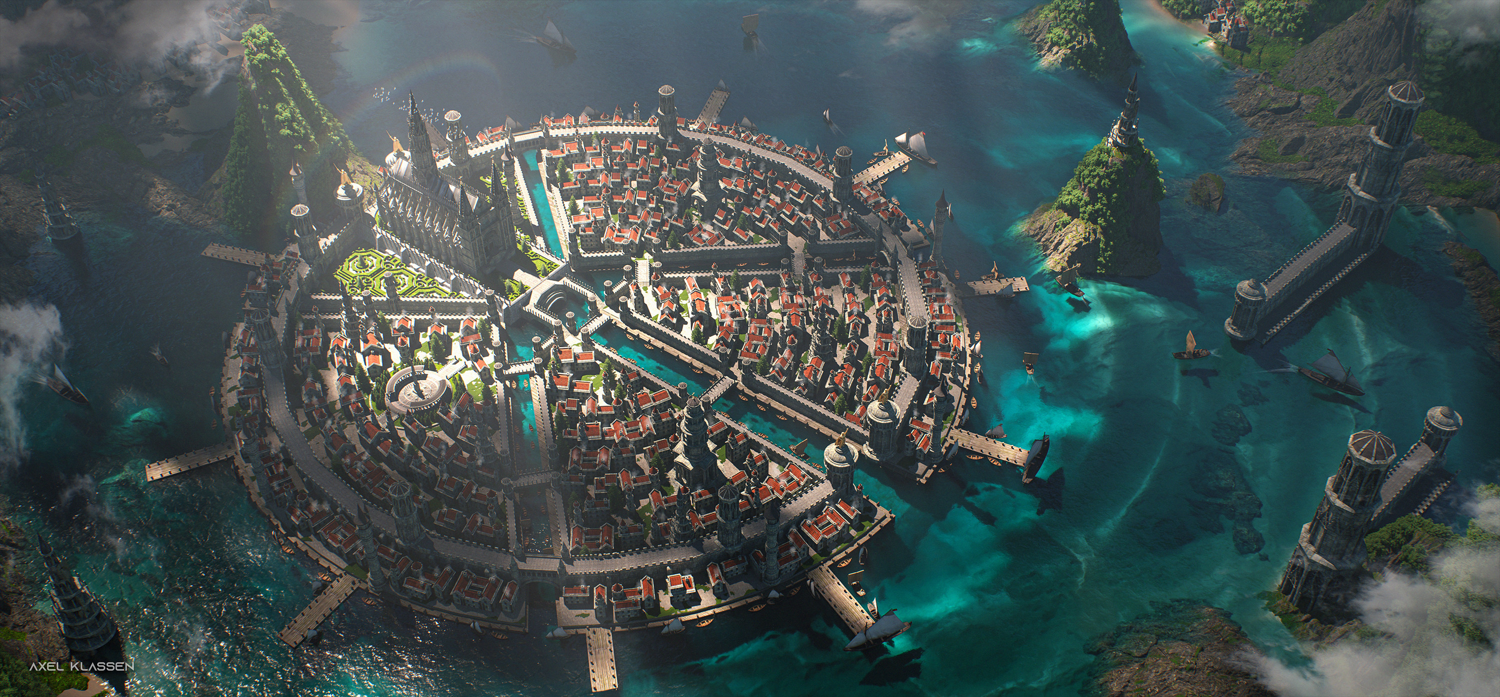 Fantasy City HD Wallpaper by Axel Klassen