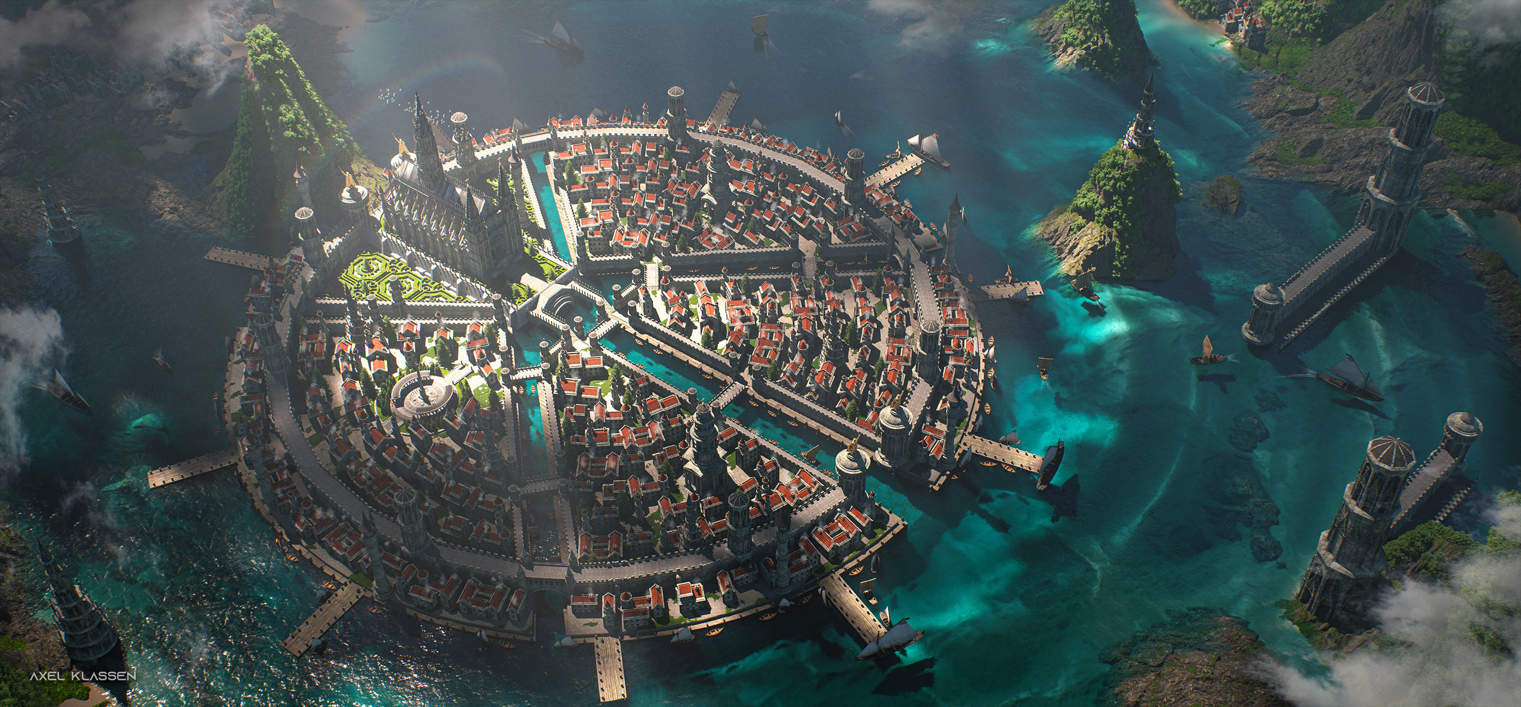 Enchanted Cityscape HD Wallpaper By Axel Klassen