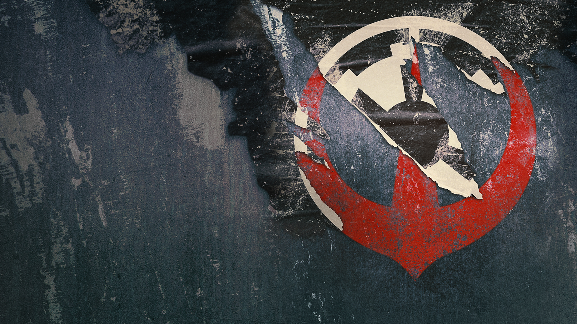 4K Ultra HD desktop wallpaper featuring the Andor TV show emblem with a weathered, distressed texture on a dark, grungy background.