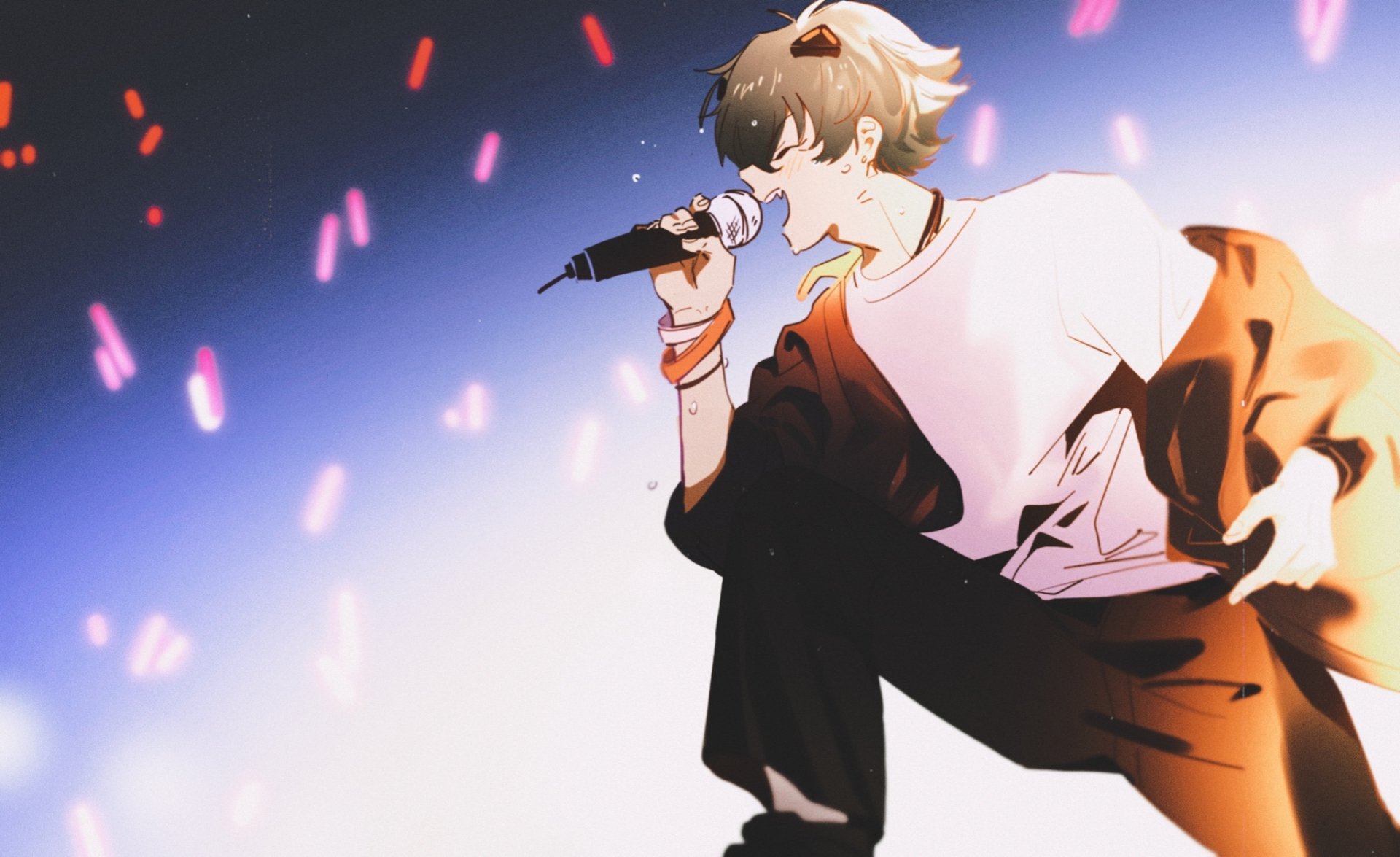 Anime boy singing on Craiyon