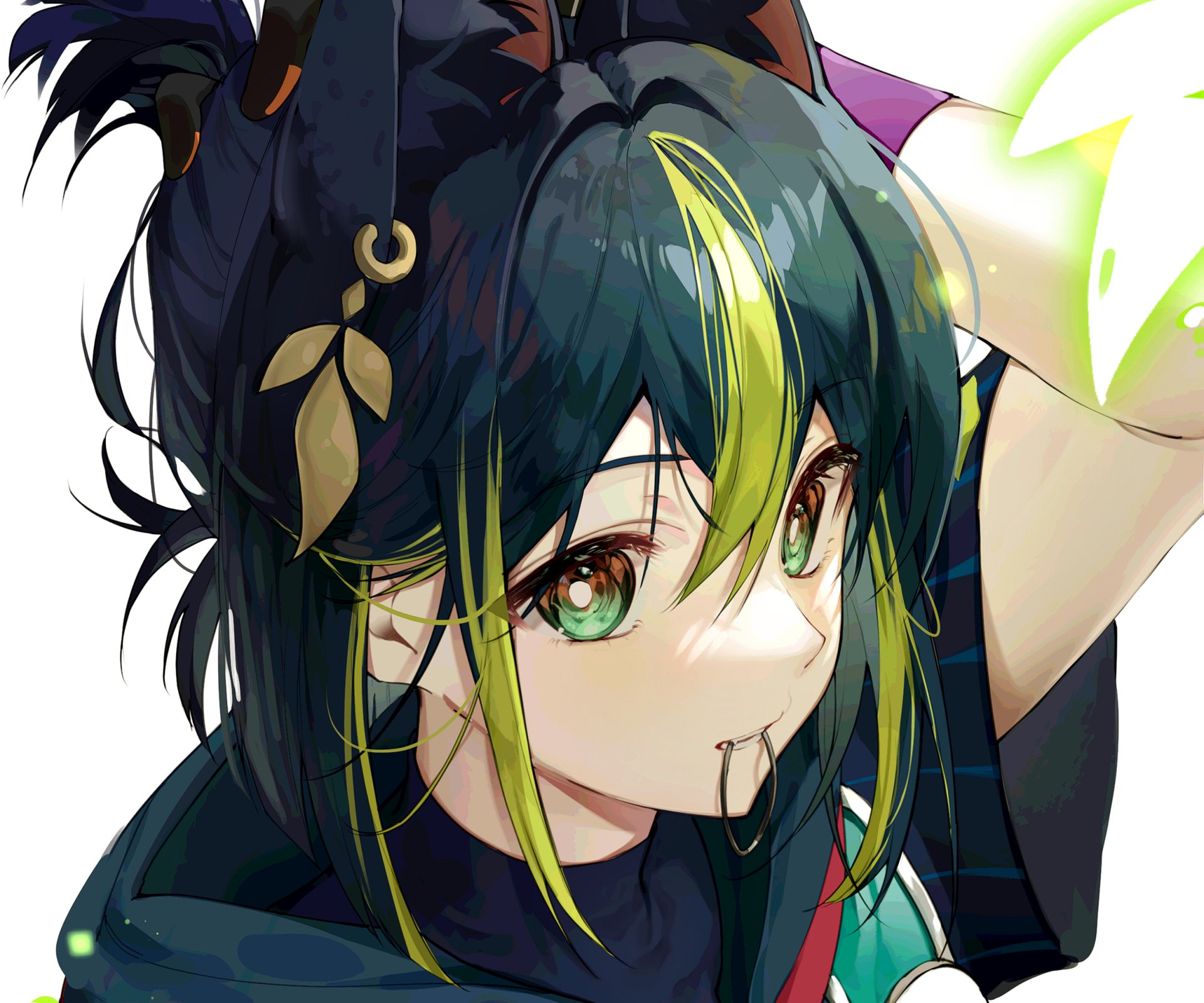 HD PC desktop wallpaper featuring Tighnari from the video game Genshin Impact, showcasing detailed anime-style art with vibrant colors and expressive eyes.