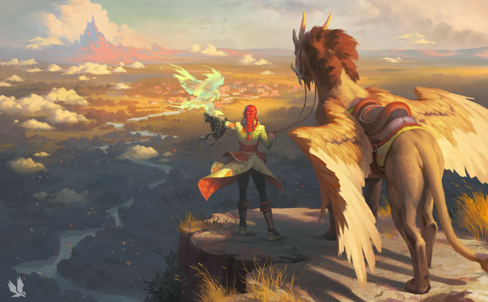 Download Griffin Fantasy Woman HD Wallpaper by Atomhawk