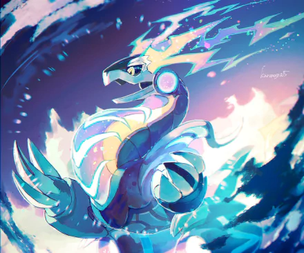 HD PC desktop wallpaper featuring Miraidon from the video game Pokémon: Scarlet and Violet in a dynamic, electrifying pose with vivid colors and energetic effects.