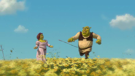  Shrek runs with Fiona Ogre