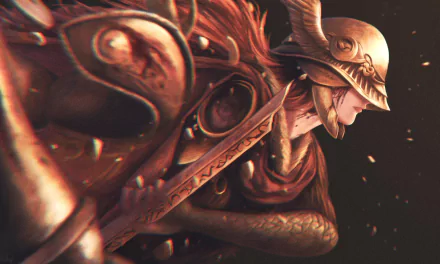 HD PC desktop wallpaper featuring Malenia, Blade of Miquella, from the video game Elden Ring in dynamic action pose with detailed armor and sword.