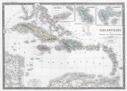  French Caribbean Map of 1875