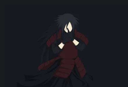 HD PC desktop wallpaper featuring Madara Uchiha from the anime Naruto, depicted in dark tones with hands clasped in a powerful stance.