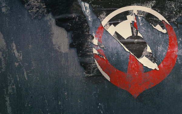 4K Ultra HD desktop wallpaper featuring the Andor TV show emblem with a weathered, distressed texture on a dark, grungy background.