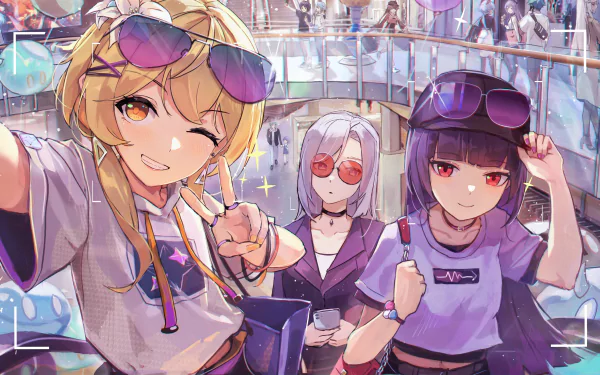 4K Ultra HD PC wallpaper featuring Yun Jin, Shenhe, and Lumine from the video game Genshin Impact posing together in a vibrant, detailed scene.