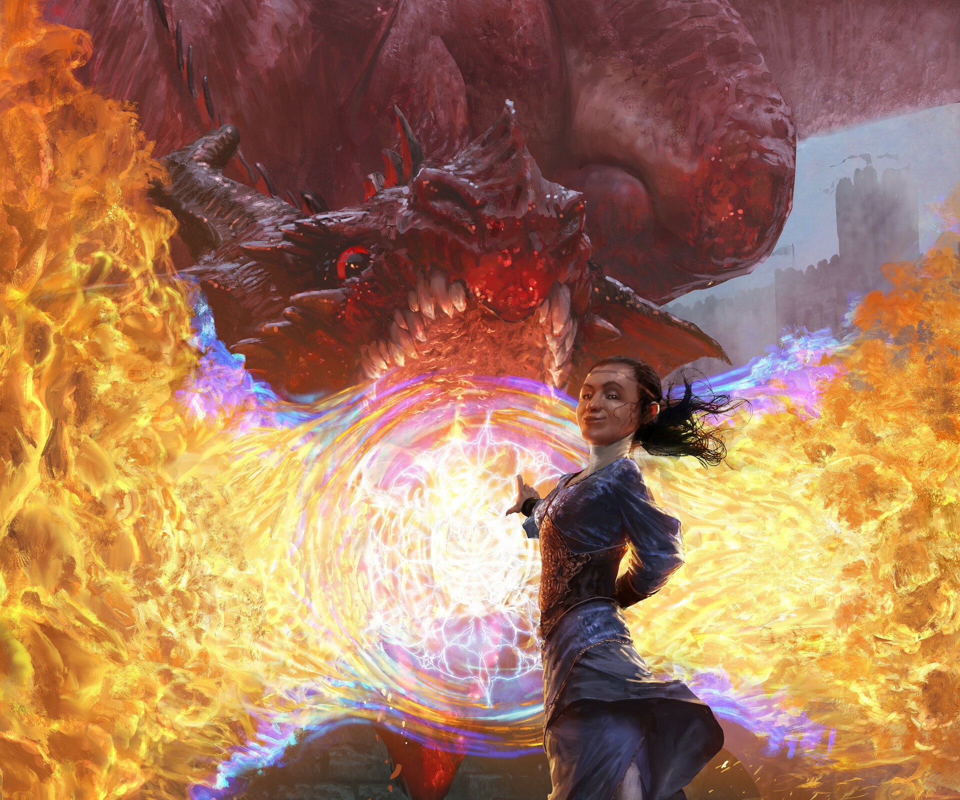 Download Dragon Fantasy Sorceress HD Wallpaper by Campbell White