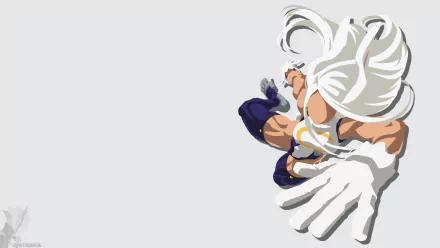 Mirko (My Hero Academia) in a dynamic leap, anime-style illustration on white negative space — 4K Ultra HD PC desktop wallpaper/background.