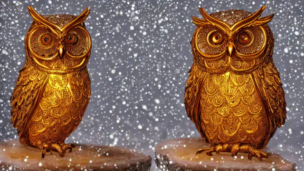  Golden Owls in Winter