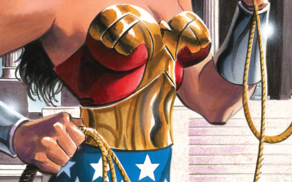 Powerful Wonder Woman comic character in high-definition desktop wallpaper.