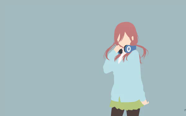 Minimalist 4K Ultra HD anime wallpaper featuring Miku Nakano from The Quintessential Quintuplets with a muted color palette and simple background.