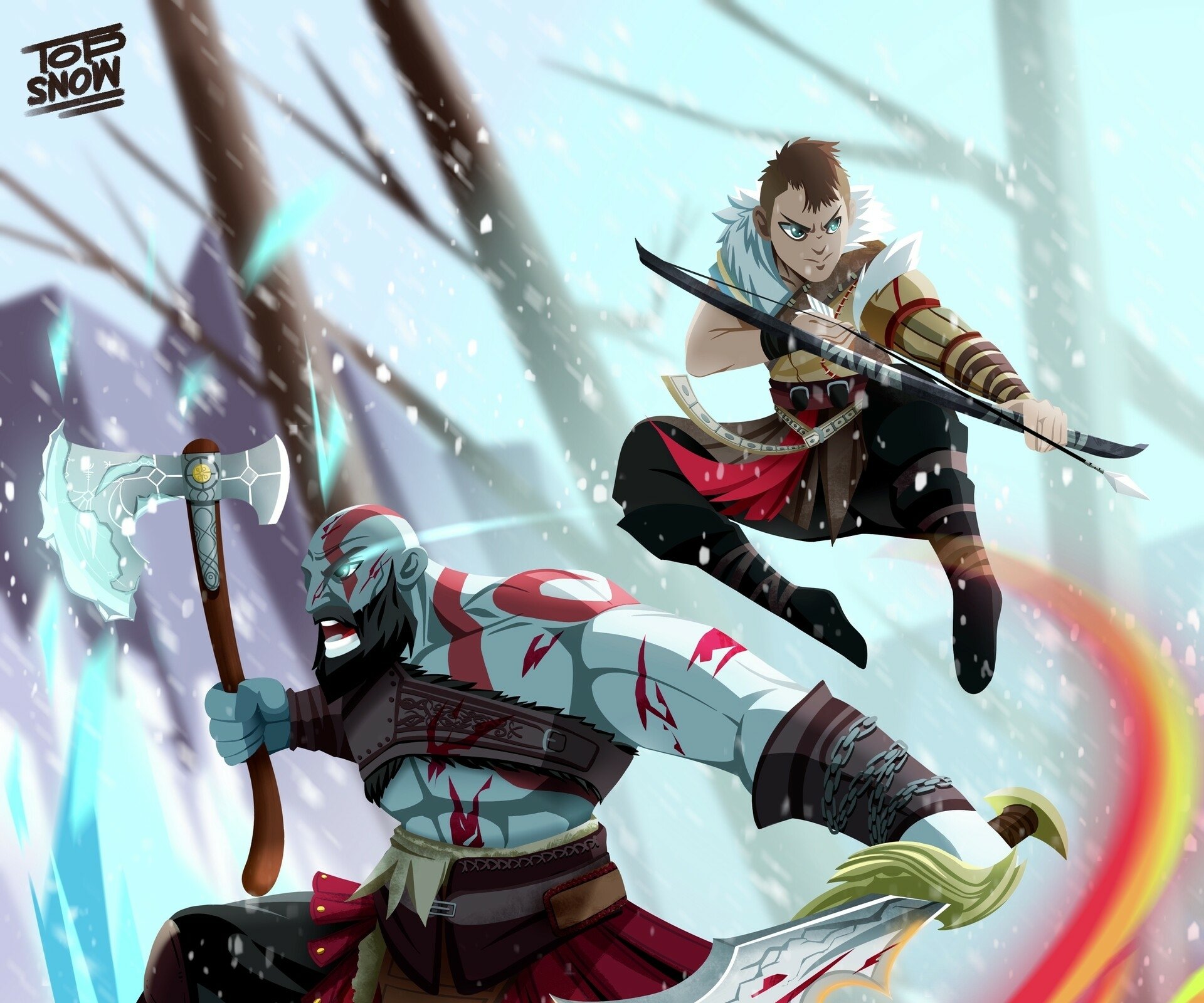 Download Atreus (God Of War) Kratos (God Of War) Video Game God Of War: Ragnarök HD Wallpaper by topsnow