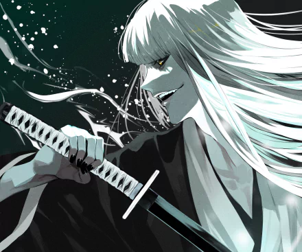 HD desktop wallpaper featuring Shinji Hirako from the anime Bleach: Thousand-Year Blood War, depicted with flowing white hair and a drawn sword in a dynamic pose.