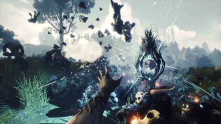 HD desktop wallpaper featuring a mystical scene with floating objects and magical effects, tagged with Blacktail.