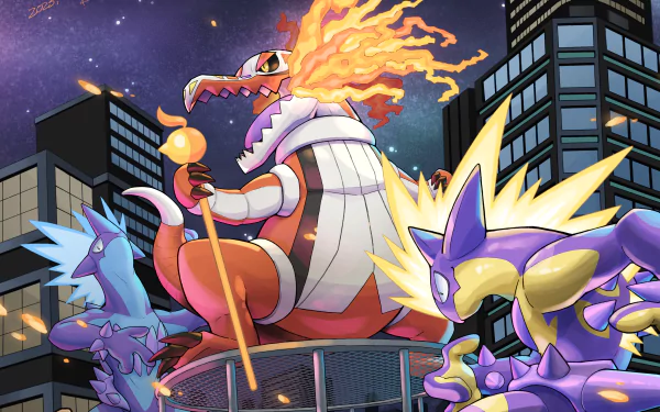 Skeledirge (Pokémon) Toxtricity (Pokémon) Gible (Pokémon) video game Pokémon: Scarlet And Violet HD Desktop Wallpaper | Background Image