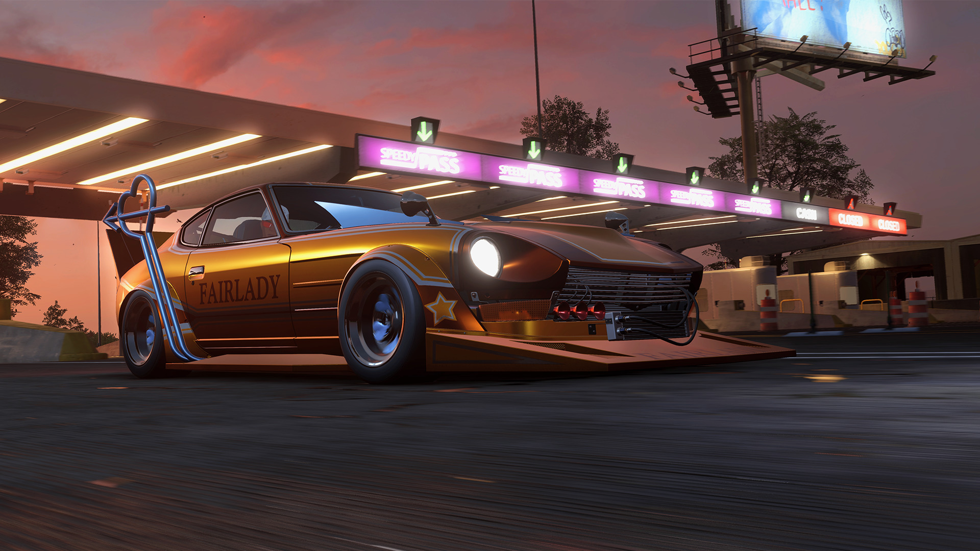 Desktop wallpaper featuring an action-packed scene from the video game Need for Speed Unbound.