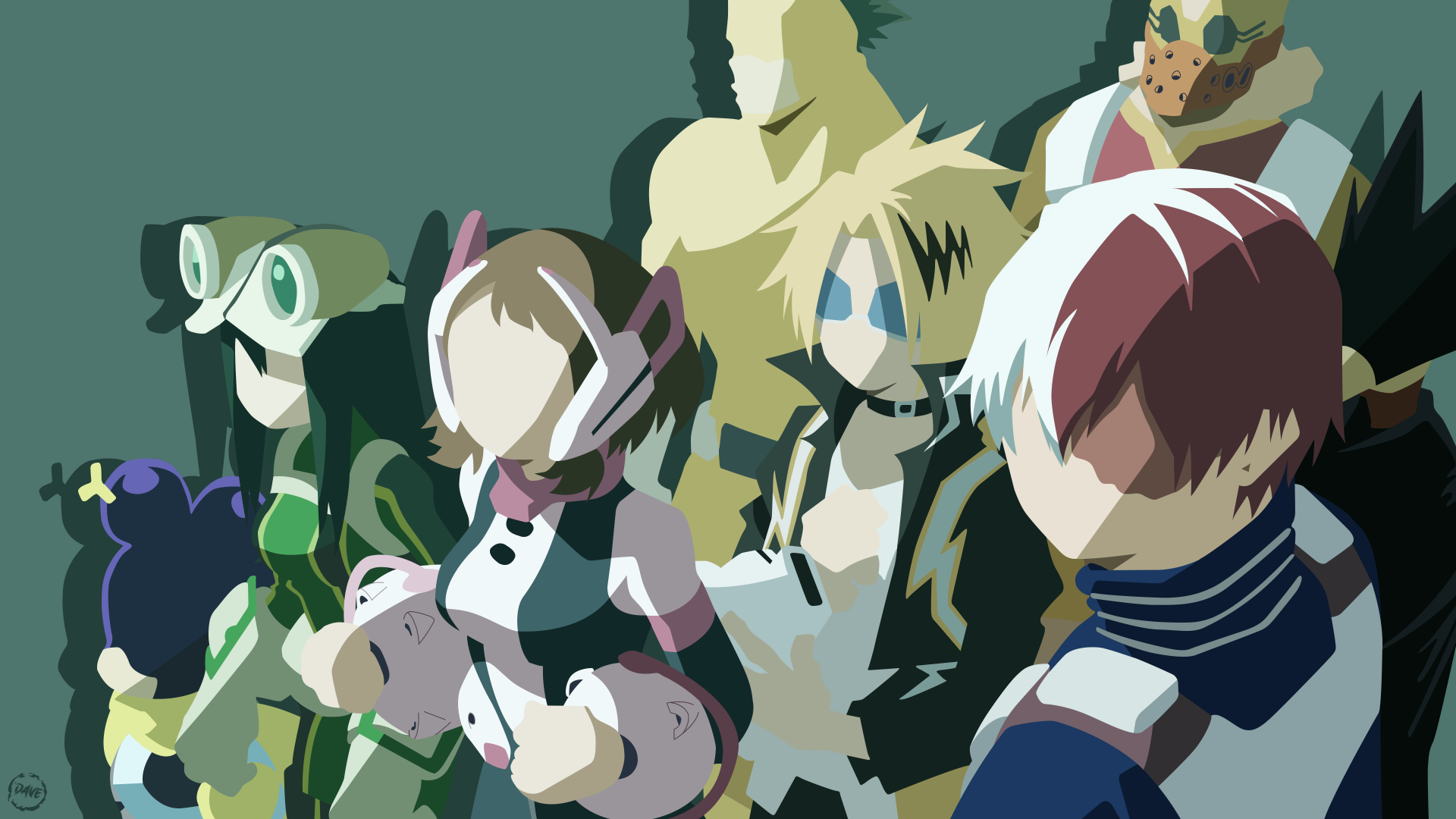 4K Ultra HD anime wallpaper featuring stylized characters from My Hero Academia in a dynamic group pose with a minimalist, vibrant color palette.