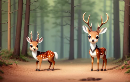 AI Art cartoon Animal deer HD Desktop Wallpaper | Background Image