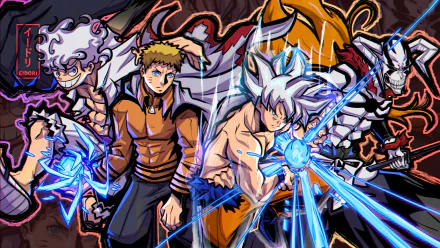 Goku Naruto Uzumaki Monkey D. Luffy Anime crossover HD Desktop Wallpaper | Background Image