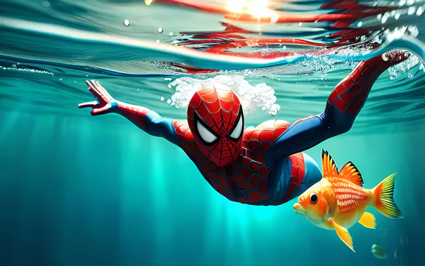  Spiderman with goldfish