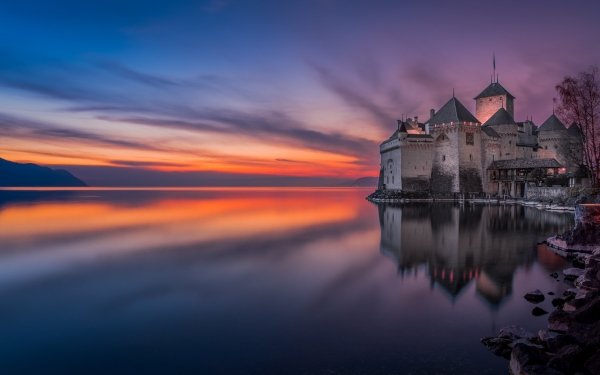 Man Made Château De Chillon Castles Switzerland Reflection HD Wallpaper | Background Image