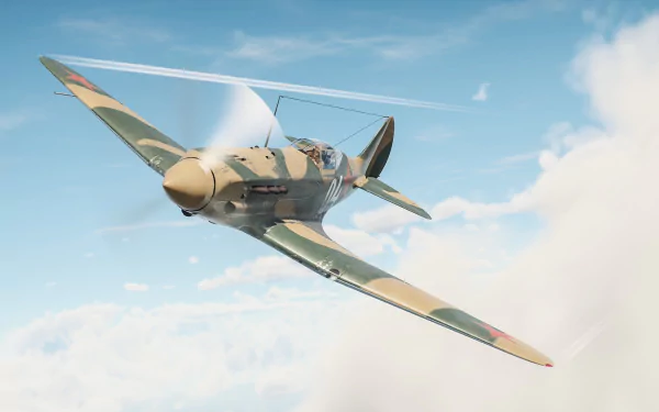 War Thunder HD desktop wallpaper featuring a dramatic fighter jet soaring through the clouds, ready for intense aerial combat in the popular video game.