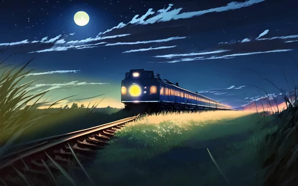  Anime train at night