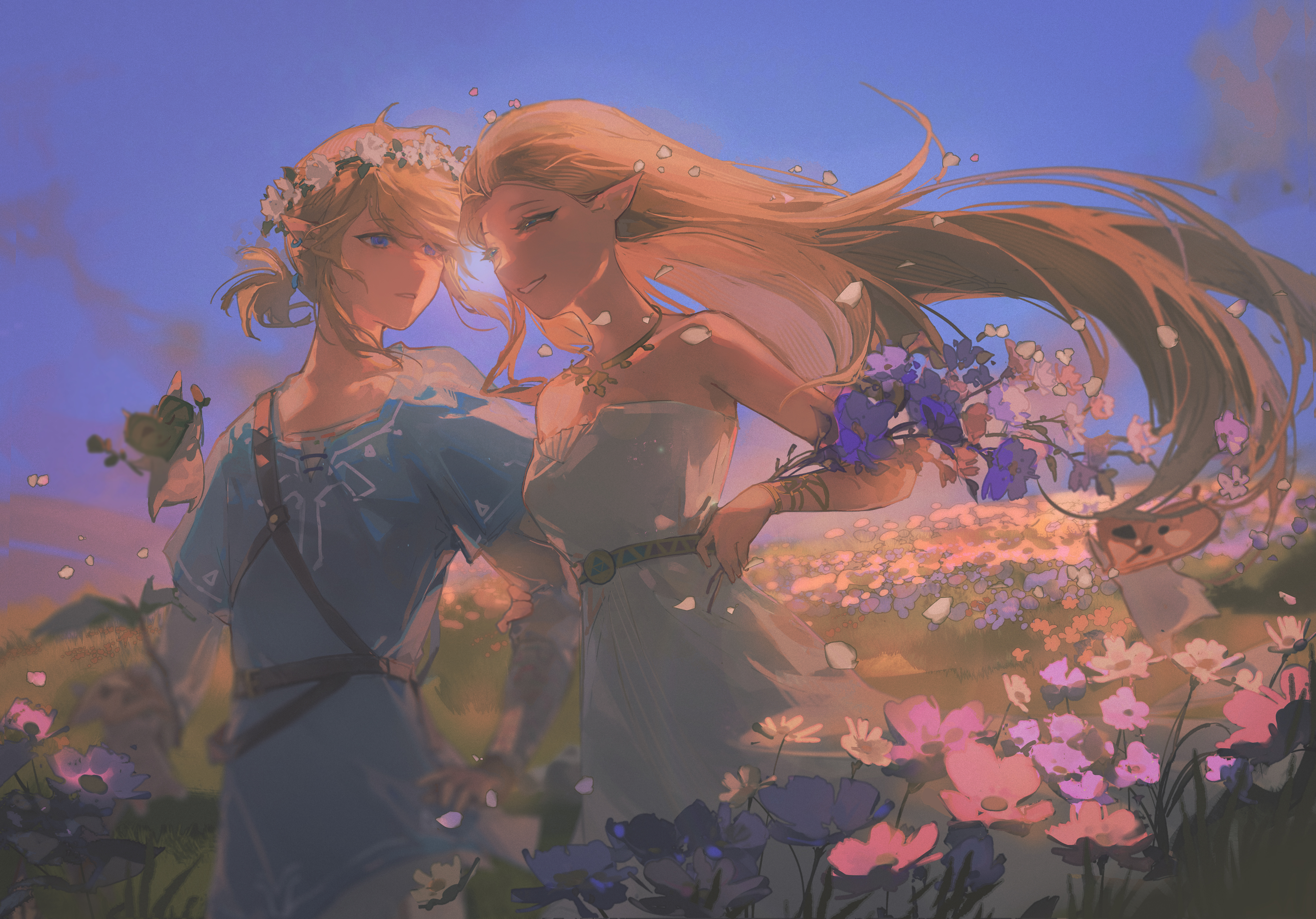 Princess zelda, the legend of zelda, link, anime style, romantic, Anime, HD  wallpaper