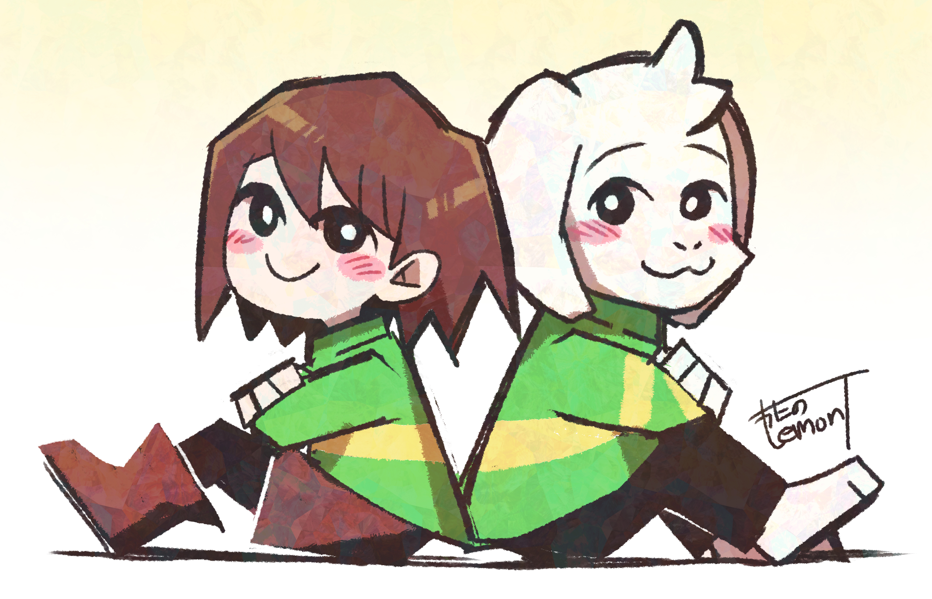 Frisk and Asriel  One of the wallpapers I drew for my monthly