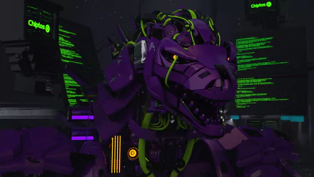  Chiptos Zilla Godzilla Robot Hacker with Terminal Screen - Purple NFT Wallpaper