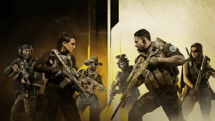HD desktop wallpaper featuring characters from Call of Duty: Warzone 2.0, posed dramatically against a yellow and black background.