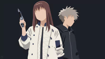 4K Ultra HD anime wallpaper featuring Maru from Tengoku Daimakyou and Kiruko from Heavenly Delusion against a dark background.