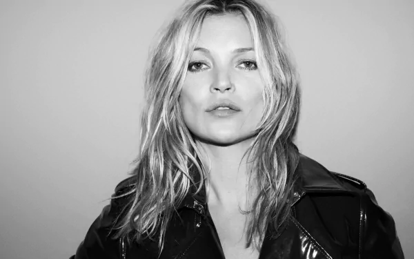 Black & White Celebrity Kate Moss HD Desktop Wallpaper | Background Image