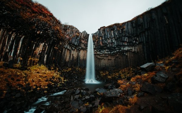 Nature Waterfall Waterfalls Svartifoss HD Wallpaper | Background Image