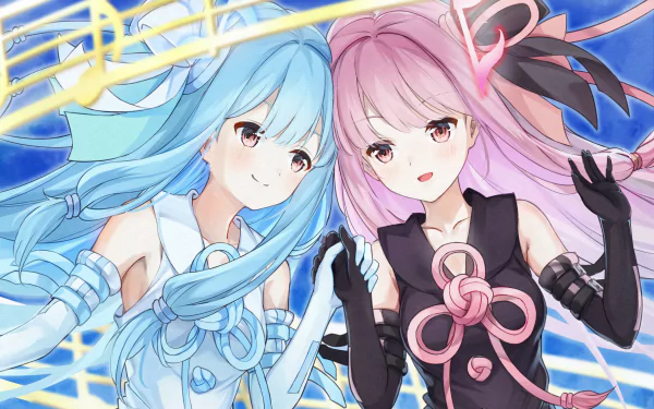 Kotonoha Aoi and Kotonoha Akane, vibrant Anime characters from Vocaloid, featured in an attractive HD desktop wallpaper and background.