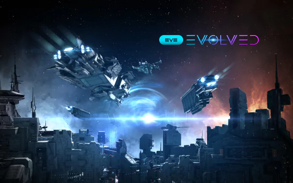 Sleek spaceship design with dramatic lighting in EVE Online wallpaper.