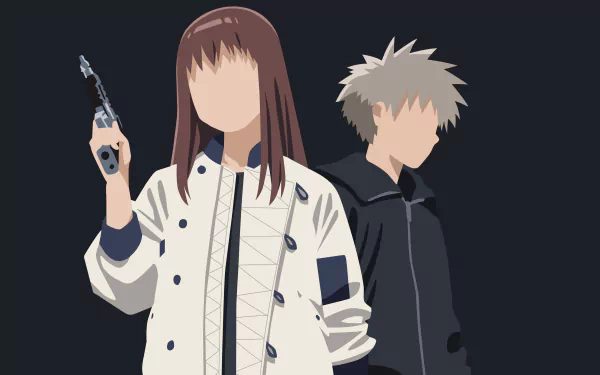 4K Ultra HD anime wallpaper featuring Maru from Tengoku Daimakyou and Kiruko from Heavenly Delusion against a dark background.