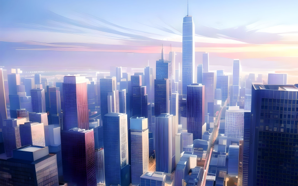 Anime City AI Art Cityscape HD Wallpaper | Background Image
